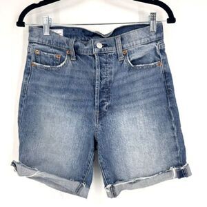 Gap Women's Cuffed Cheeky High-Rise Midi Shorts Blue Denim Medium Wash Size 27/4